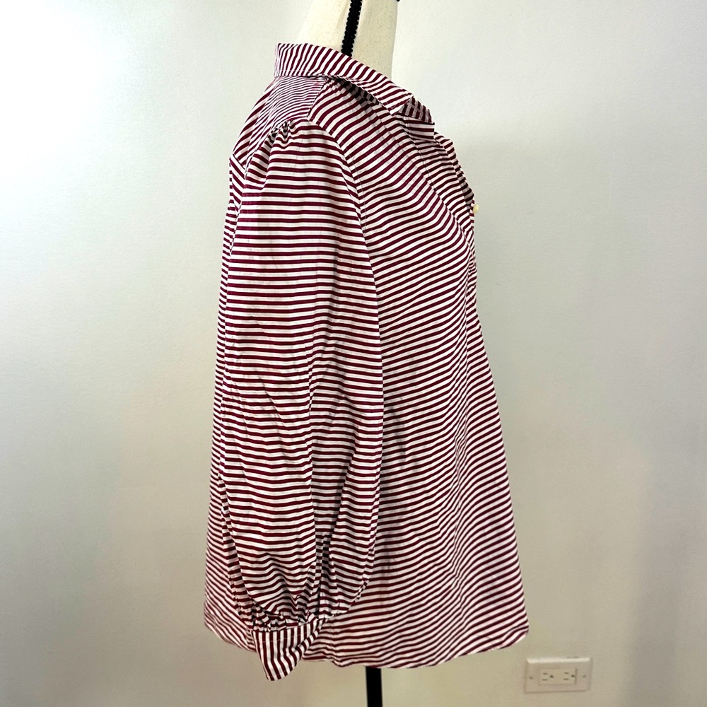 ANN MASHBURN PAULINA POPOVER RASPBERRY STRIPED SHIRT SIZE L - Picture 3 of 8